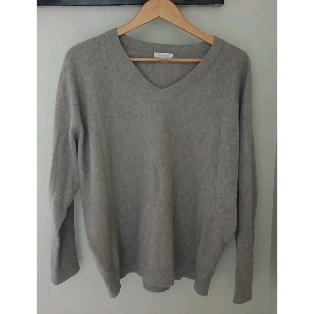 Garnet Hill 100% Cashmere V Neck Sweater Size XL Minimalist Quiet Luxury Cozy